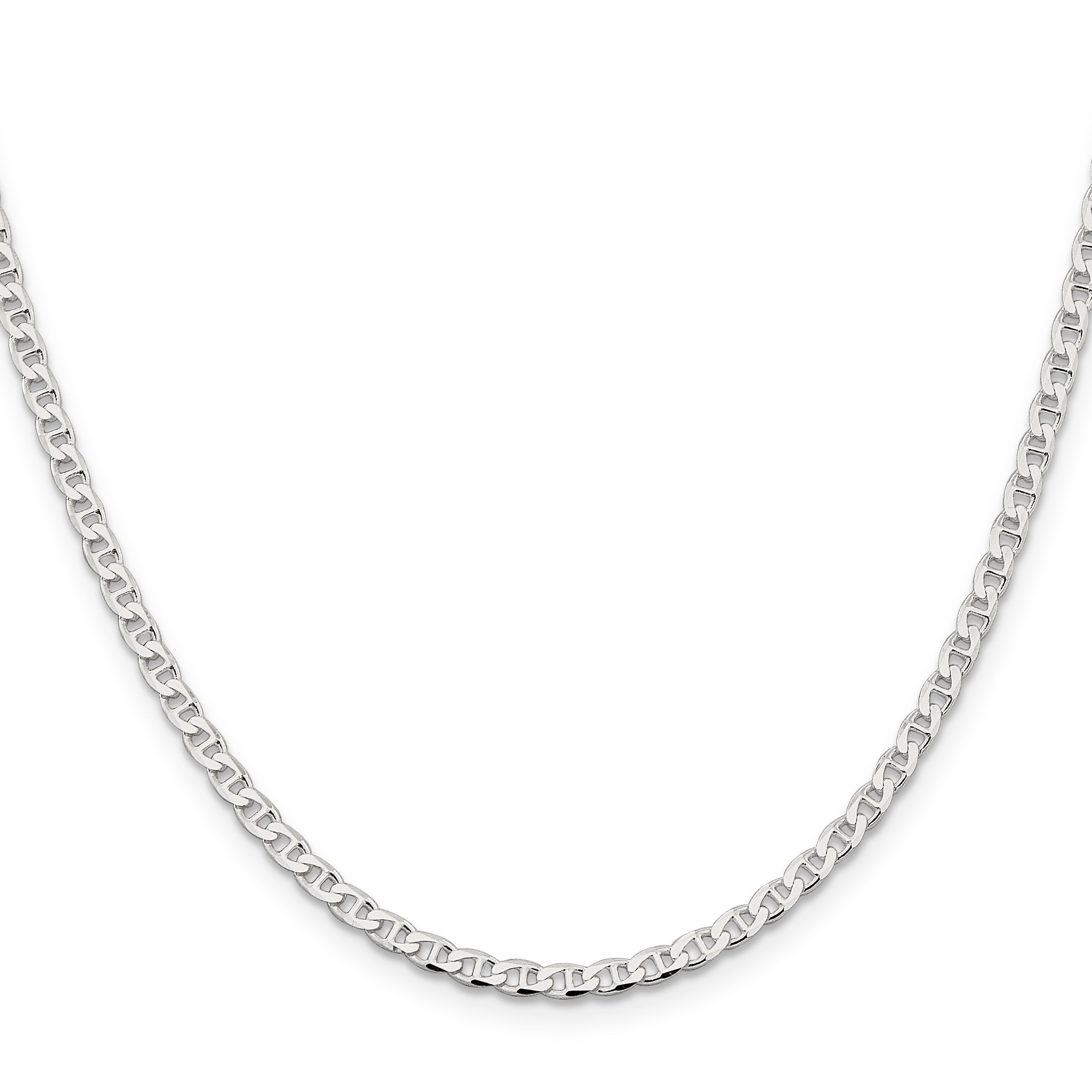 22 Inch Sterling Silver 3.15mm D/C Flat Anchor Curb Chain Necklace