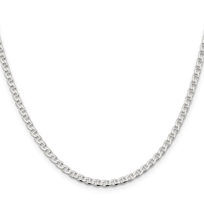 26 Inch Sterling Silver 3.15mm D/C Flat Anchor Curb Chain Necklace