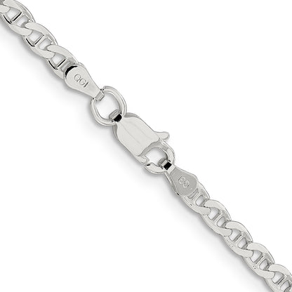 20 Inch Sterling Silver 3.15mm D/C Flat Anchor Curb Chain Necklace