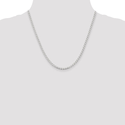 20 Inch Sterling Silver 3.15mm D/C Flat Anchor Curb Chain Necklace