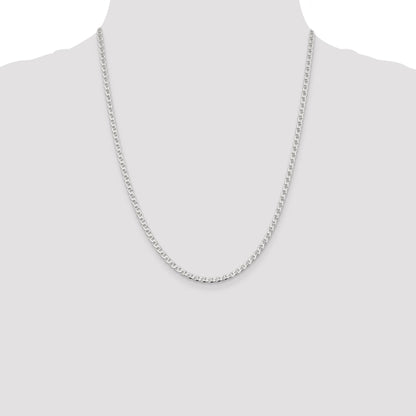 22 Inch Sterling Silver 3.15mm D/C Flat Anchor Curb Chain Necklace