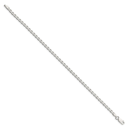 10 Inch Sterling Silver 3.15mm D/C Flat Anchor Curb Chain Anklet