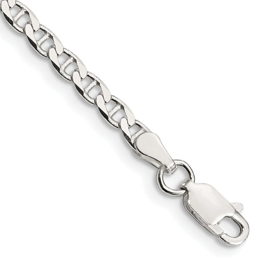 7 Inch Sterling Silver 3.15mm D/C Flat Anchor Curb Chain Bracelet