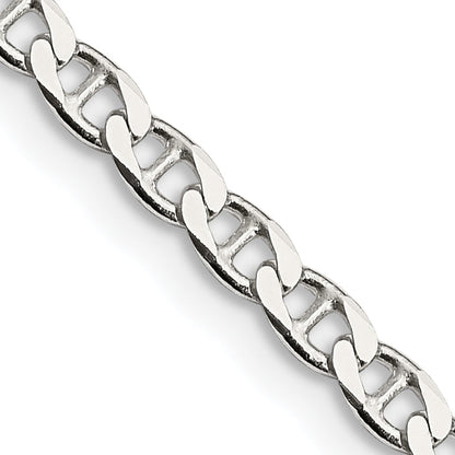 20 Inch Sterling Silver 3.15mm D/C Flat Anchor Curb Chain Necklace