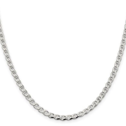 20 Inch Sterling Silver 4.0mm D/C Flat Anchor Curb Chain Necklace