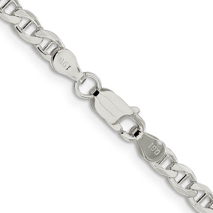 20 Inch Sterling Silver 4.0mm D/C Flat Anchor Curb Chain Necklace