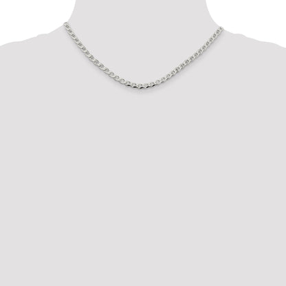 16 Inch Sterling Silver 4.0mm D/C Flat Anchor Curb Chain Necklace
