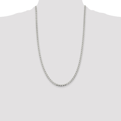 26 Inch Sterling Silver 4.0mm D/C Flat Anchor Curb Chain Necklace