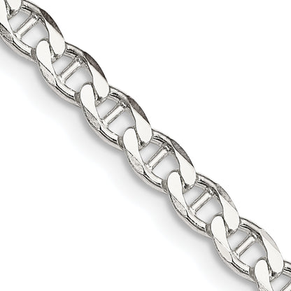 18 Inch Sterling Silver 4.0mm D/C Flat Anchor Curb Chain Necklace