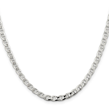 22 Inch Sterling Silver 4.65mm D/C Flat Anchor Curb Chain Necklace