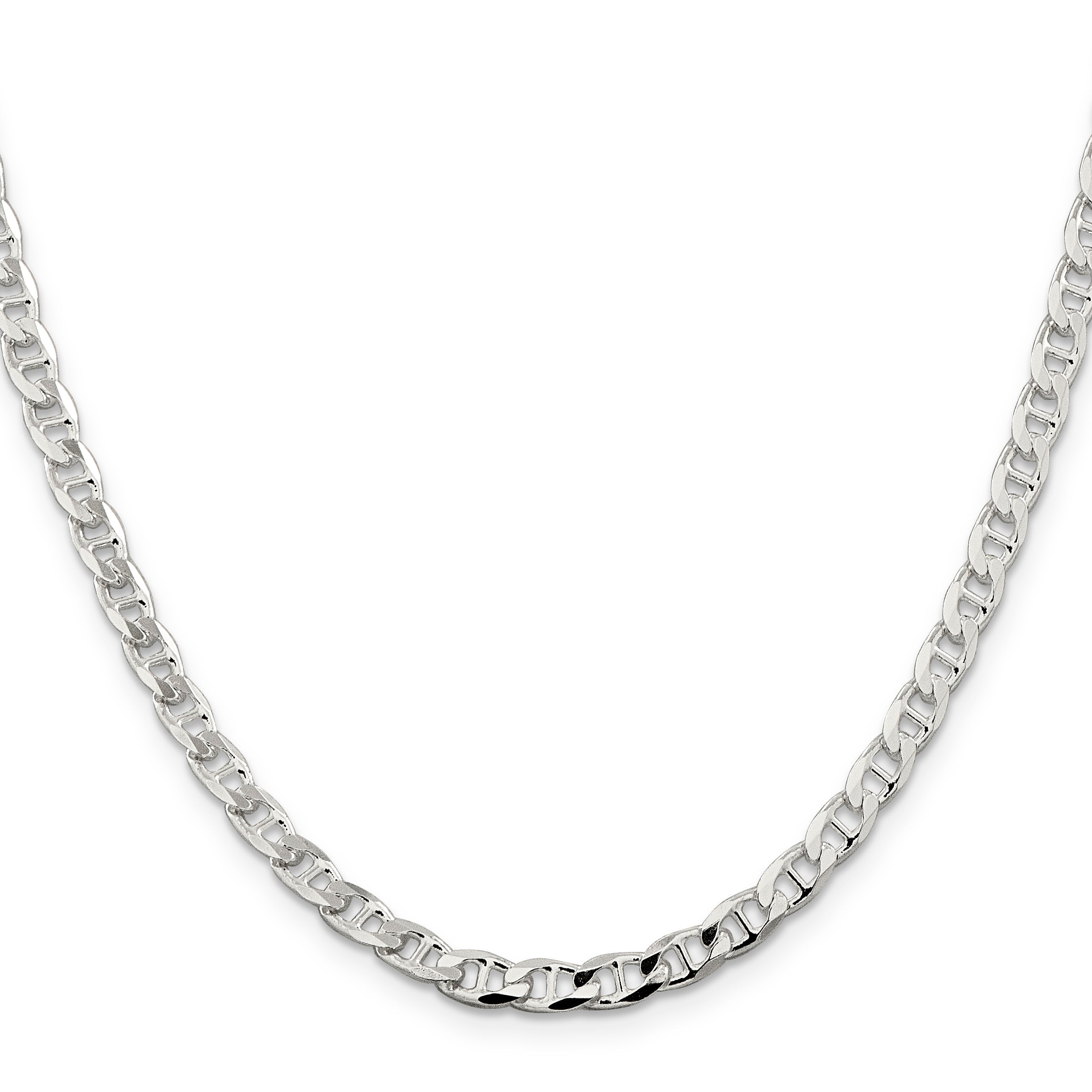 20 Inch Sterling Silver 4.65mm D/C Flat Anchor Curb Chain Necklace