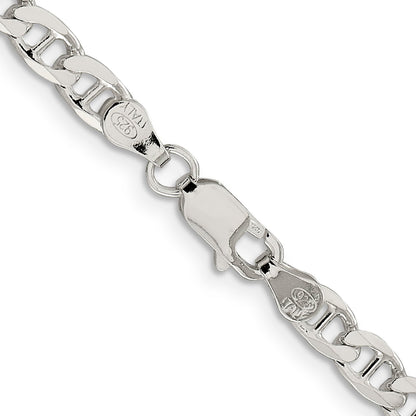 18 Inch Sterling Silver 4.65mm D/C Flat Anchor Curb Chain Necklace