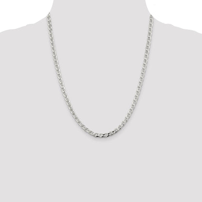 22 Inch Sterling Silver 4.65mm D/C Flat Anchor Curb Chain Necklace