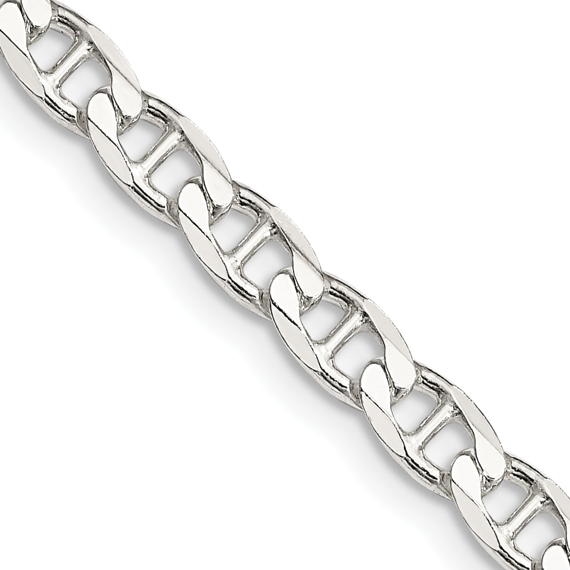 20 Inch Sterling Silver 4.65mm D/C Flat Anchor Curb Chain Necklace