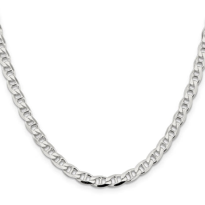 24 Inch Sterling Silver 5.7mm D/C Flat Anchor Curb Chain Necklace