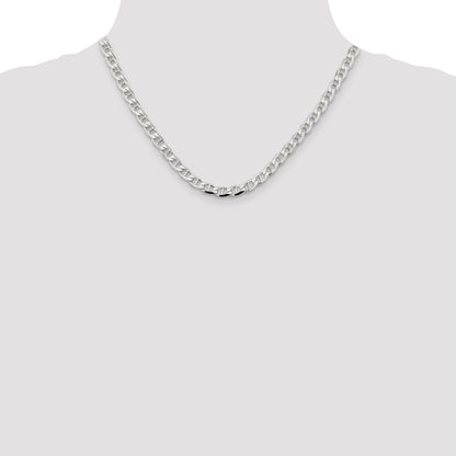 18 Inch Sterling Silver 5.7mm D/C Flat Anchor Curb Chain Necklace