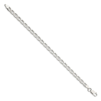 8 Inch Sterling Silver 5.7mm D/C Flat Anchor Curb Chain Bracelet