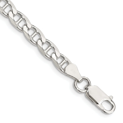 8 Inch Sterling Silver 5.7mm D/C Flat Anchor Curb Chain Bracelet
