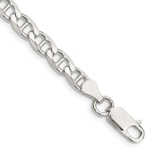 8 Inch Sterling Silver 5.7mm D/C Flat Anchor Curb Chain Bracelet