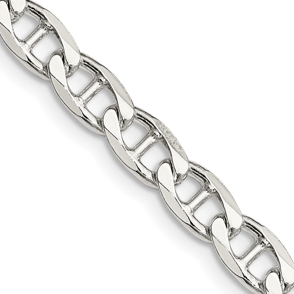 18 Inch Sterling Silver 5.7mm D/C Flat Anchor Curb Chain Necklace