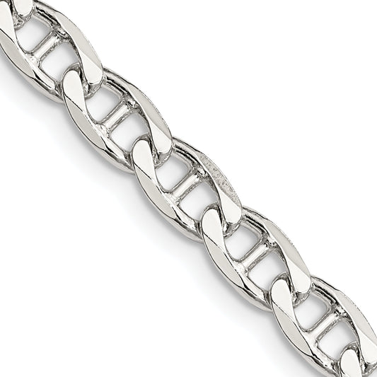 24 Inch Sterling Silver 5.7mm D/C Flat Anchor Curb Chain Necklace