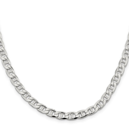 26 Inch Sterling Silver 6.5mm D/C Flat Anchor Curb Chain Necklace