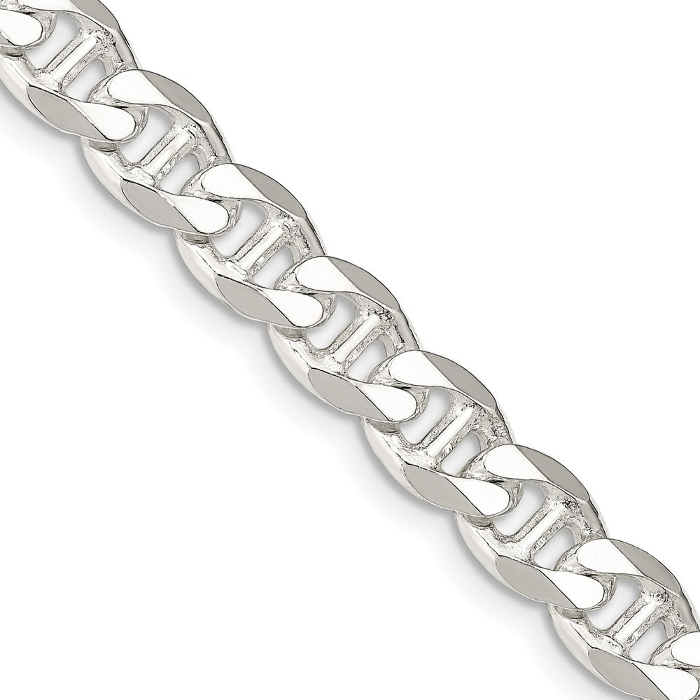 26 Inch Sterling Silver 8.25mm D/C Flat Anchor Curb Chain Necklace