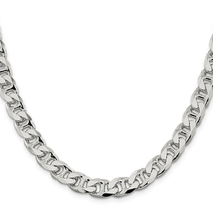 20 Inch Sterling Silver 9mm D/C Flat Anchor Curb Chain Necklace
