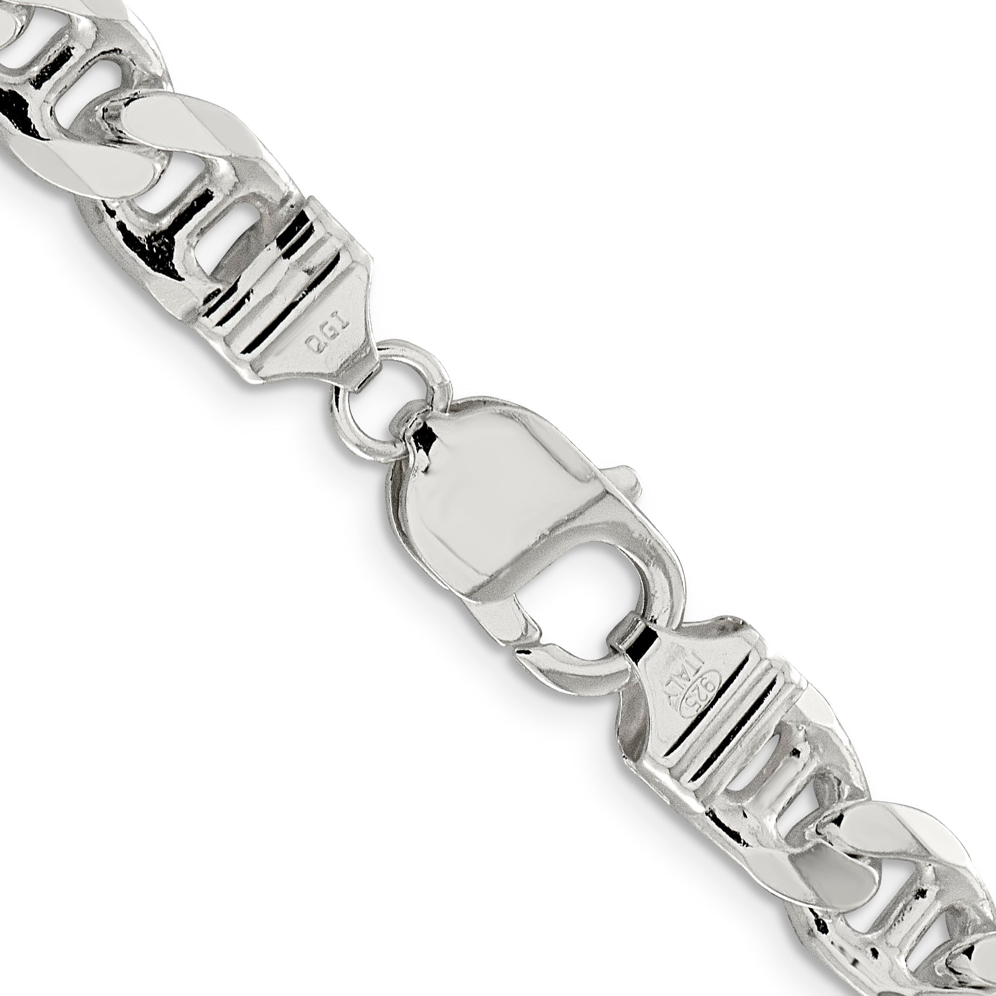 22 Inch Sterling Silver 9mm D/C Flat Anchor Curb Chain Necklace