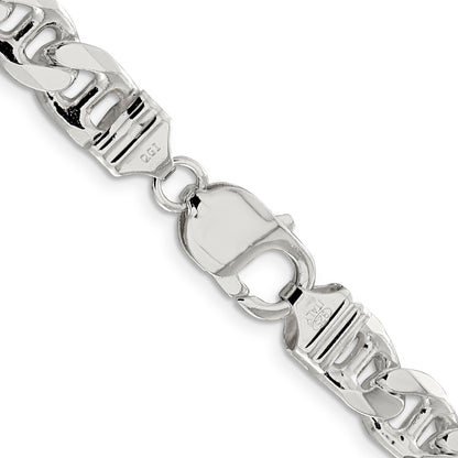 22 Inch Sterling Silver 9mm D/C Flat Anchor Curb Chain Necklace