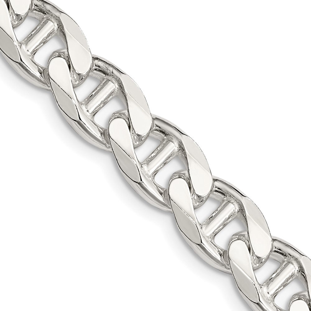 20 Inch Sterling Silver 9mm D/C Flat Anchor Curb Chain Necklace