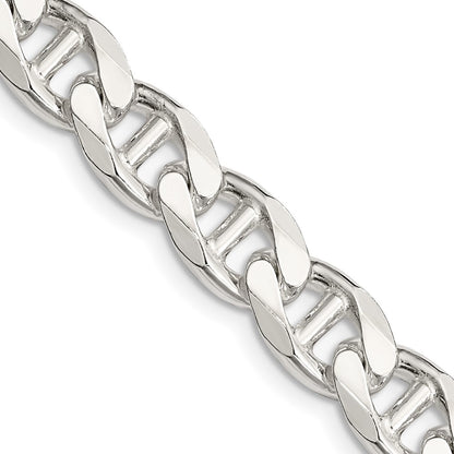 20 Inch Sterling Silver 9mm D/C Flat Anchor Curb Chain Necklace