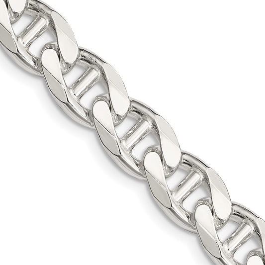 20 Inch Sterling Silver 9mm D/C Flat Anchor Curb Chain Necklace