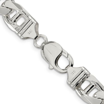 24 Inch Sterling Silver 10.8mm D/C Flat Anchor Curb Chain Necklace