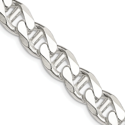 26 Inch Sterling Silver 10.8mm D/C Flat Anchor Curb Chain Necklace
