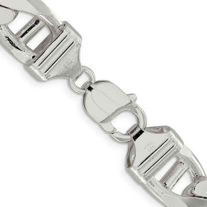 24 Inch Sterling Silver 13.5mm D/C Flat Anchor Curb Chain Necklace