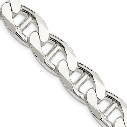 24 Inch Sterling Silver 13.5mm D/C Flat Anchor Curb Chain Necklace