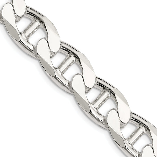 26 Inch Sterling Silver 13.5mm D/C Flat Anchor Curb Chain Necklace