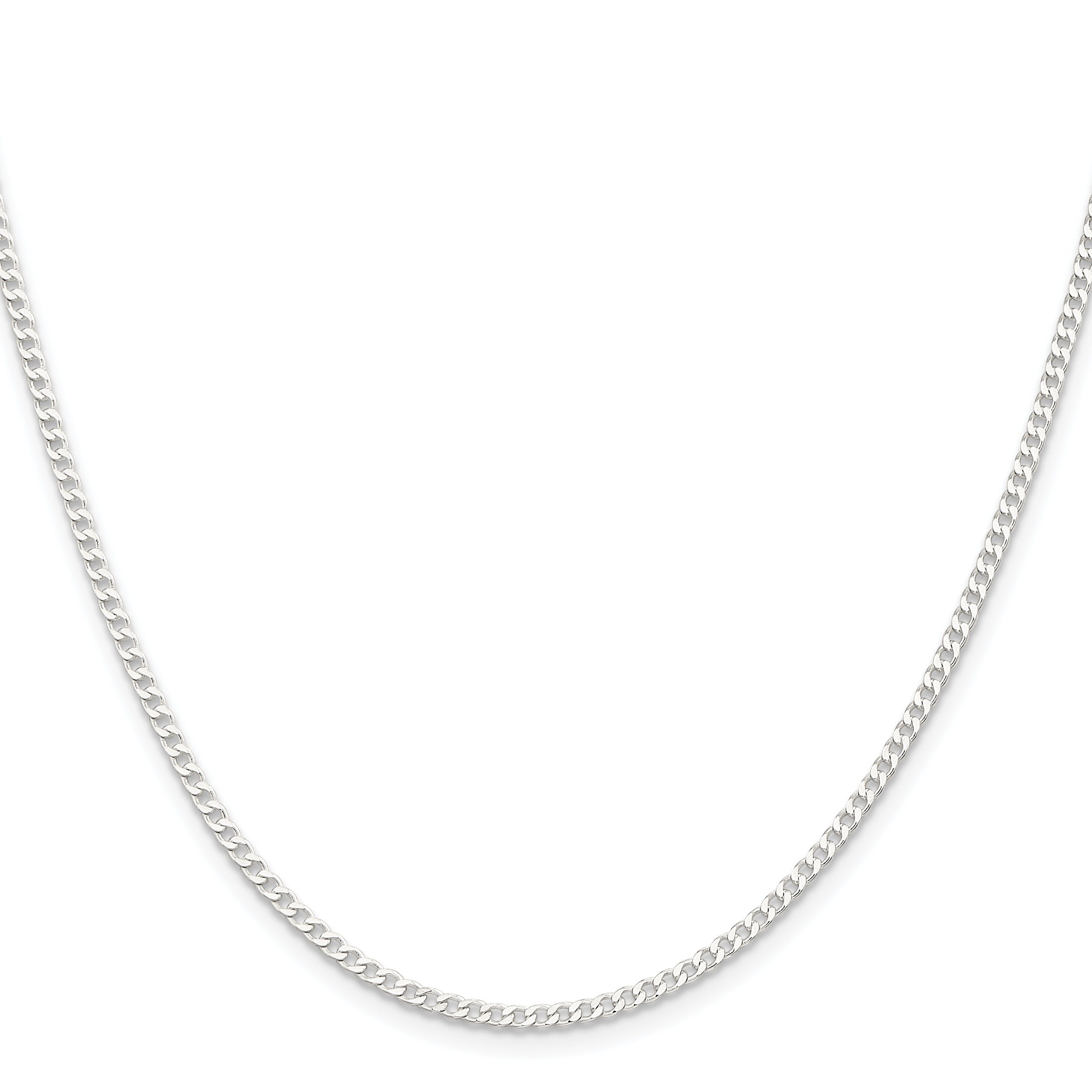 30 Inch Sterling Silver 2.3mm Beveled Curb Chain Necklace