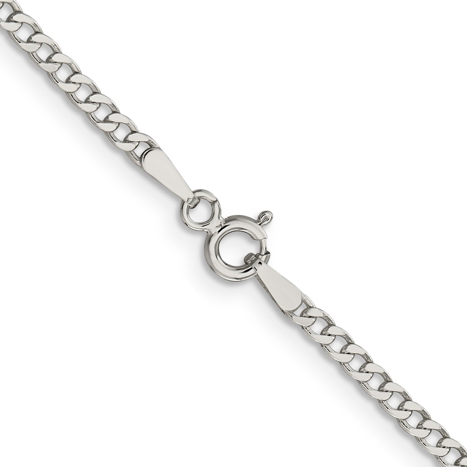 26 Inch Sterling Silver 2.3mm Beveled Curb Chain Necklace