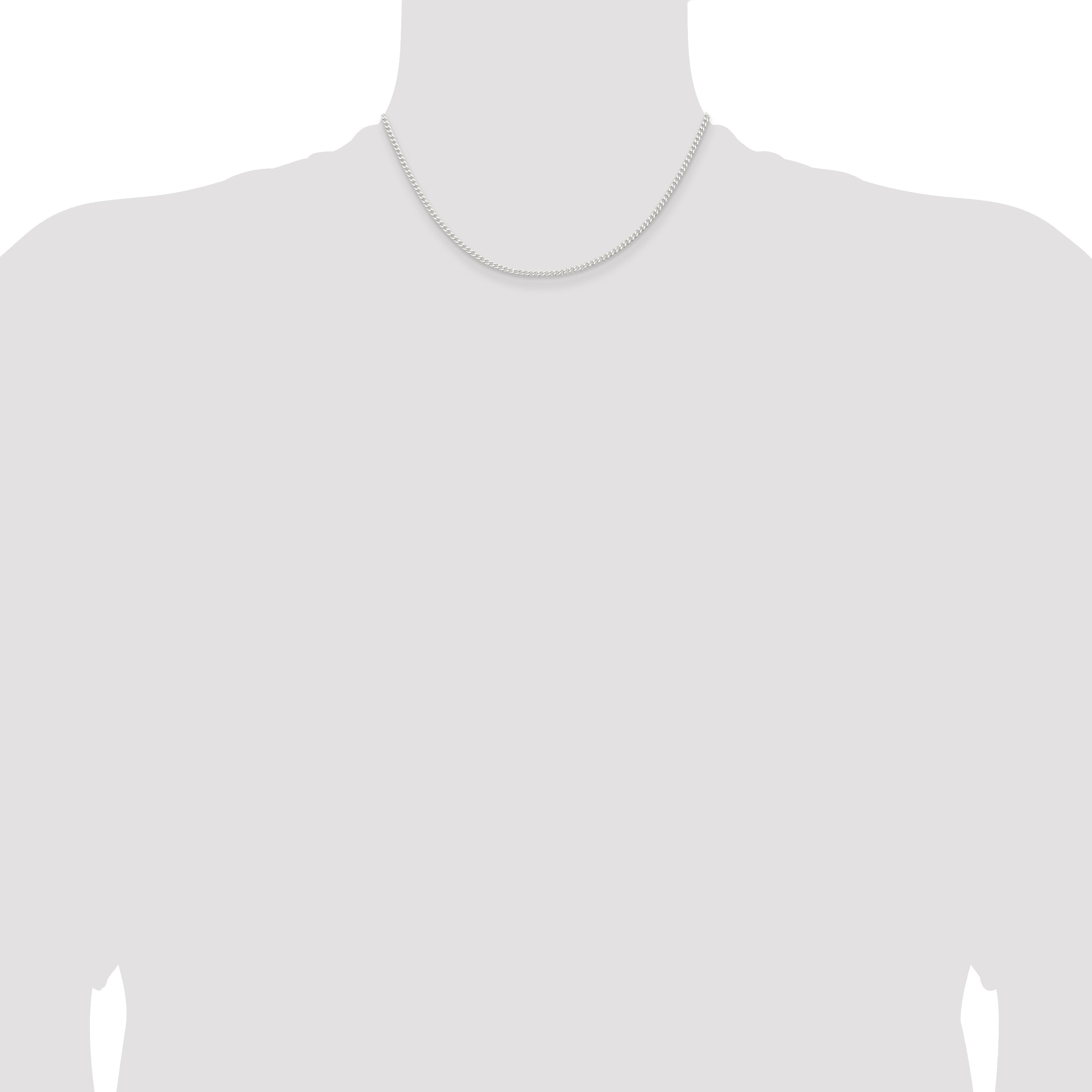 16 Inch Sterling Silver 2.3mm Beveled Curb Chain Necklace