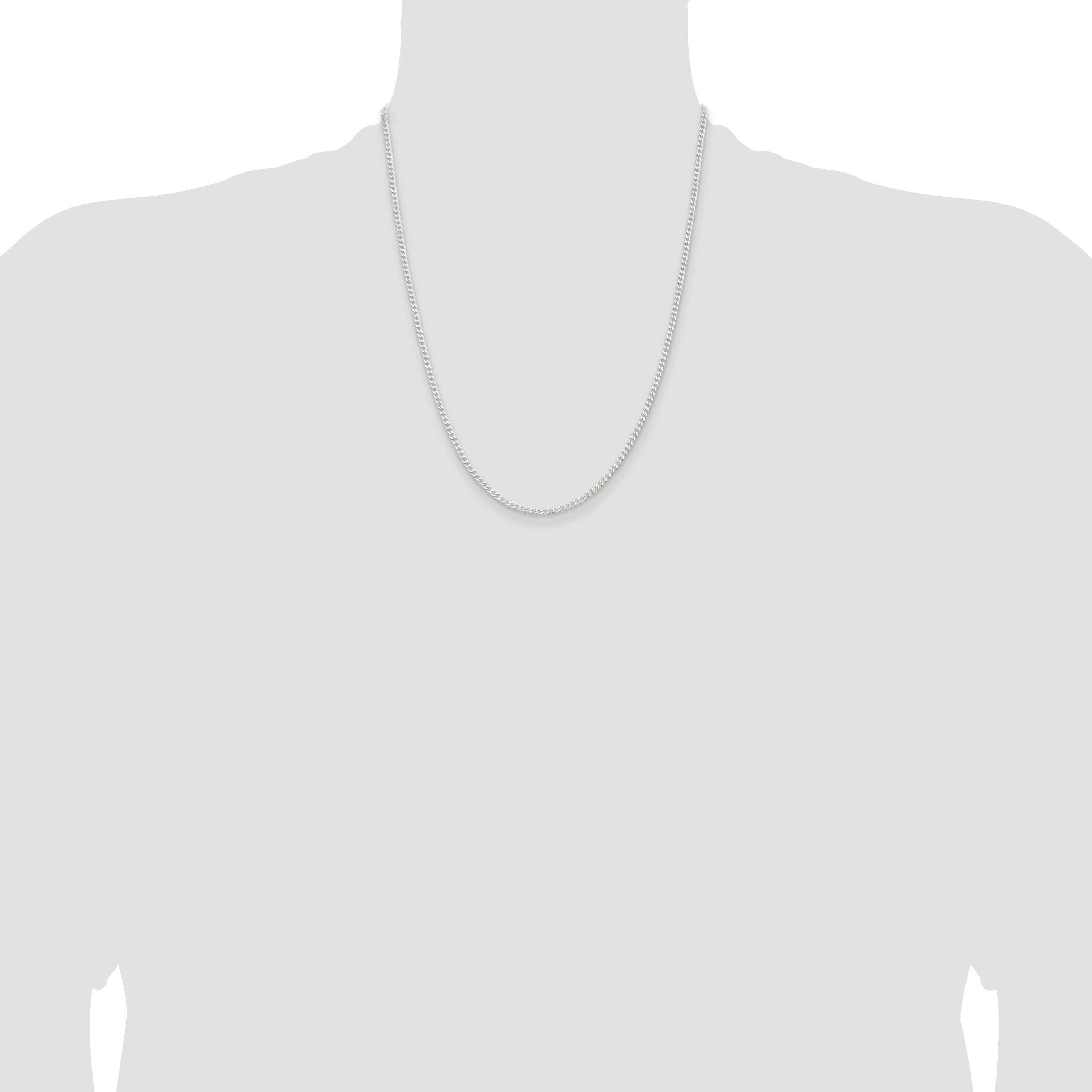 22 Inch Sterling Silver 2.3mm Beveled Curb Chain Necklace