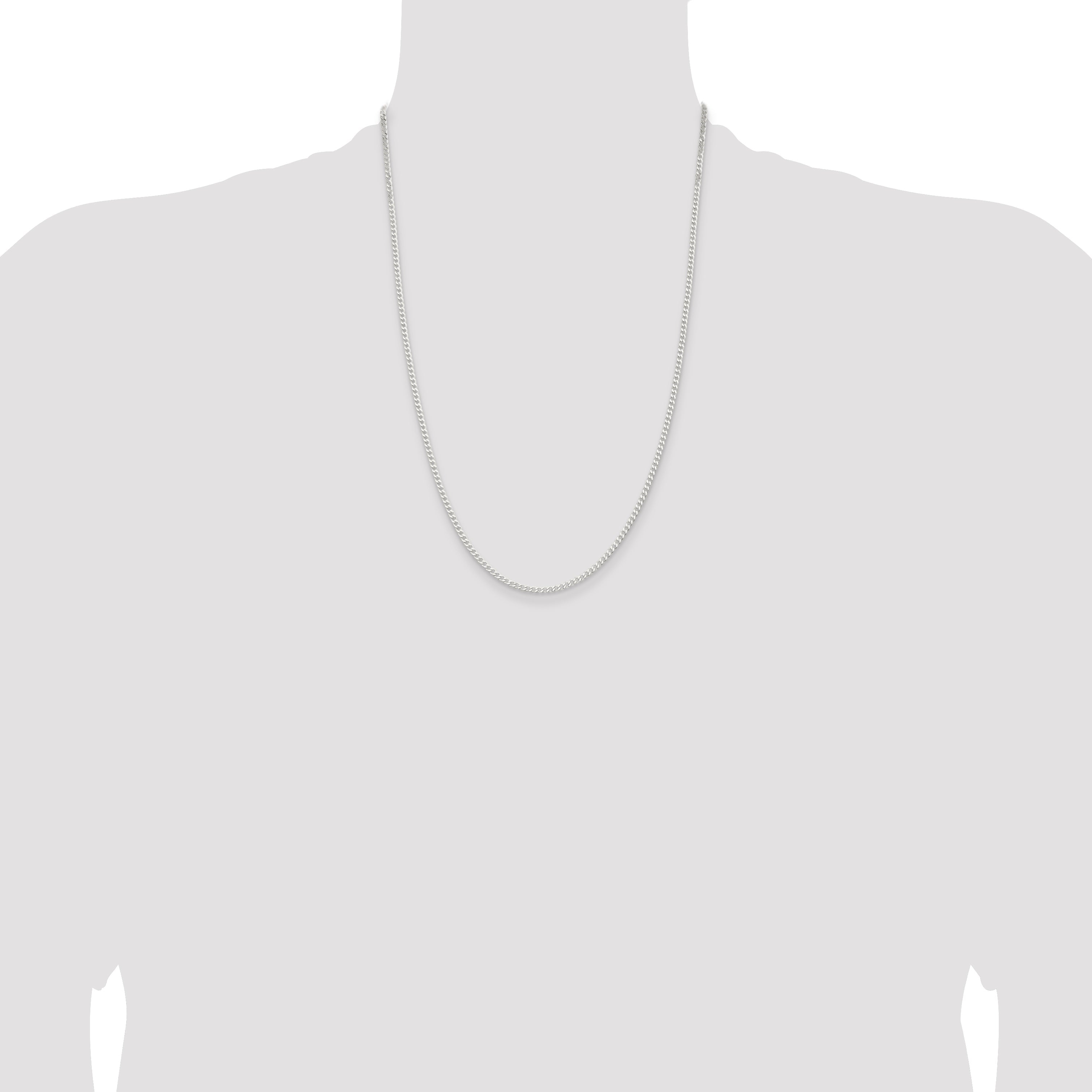 24 Inch Sterling Silver 2.3mm Beveled Curb Chain Necklace
