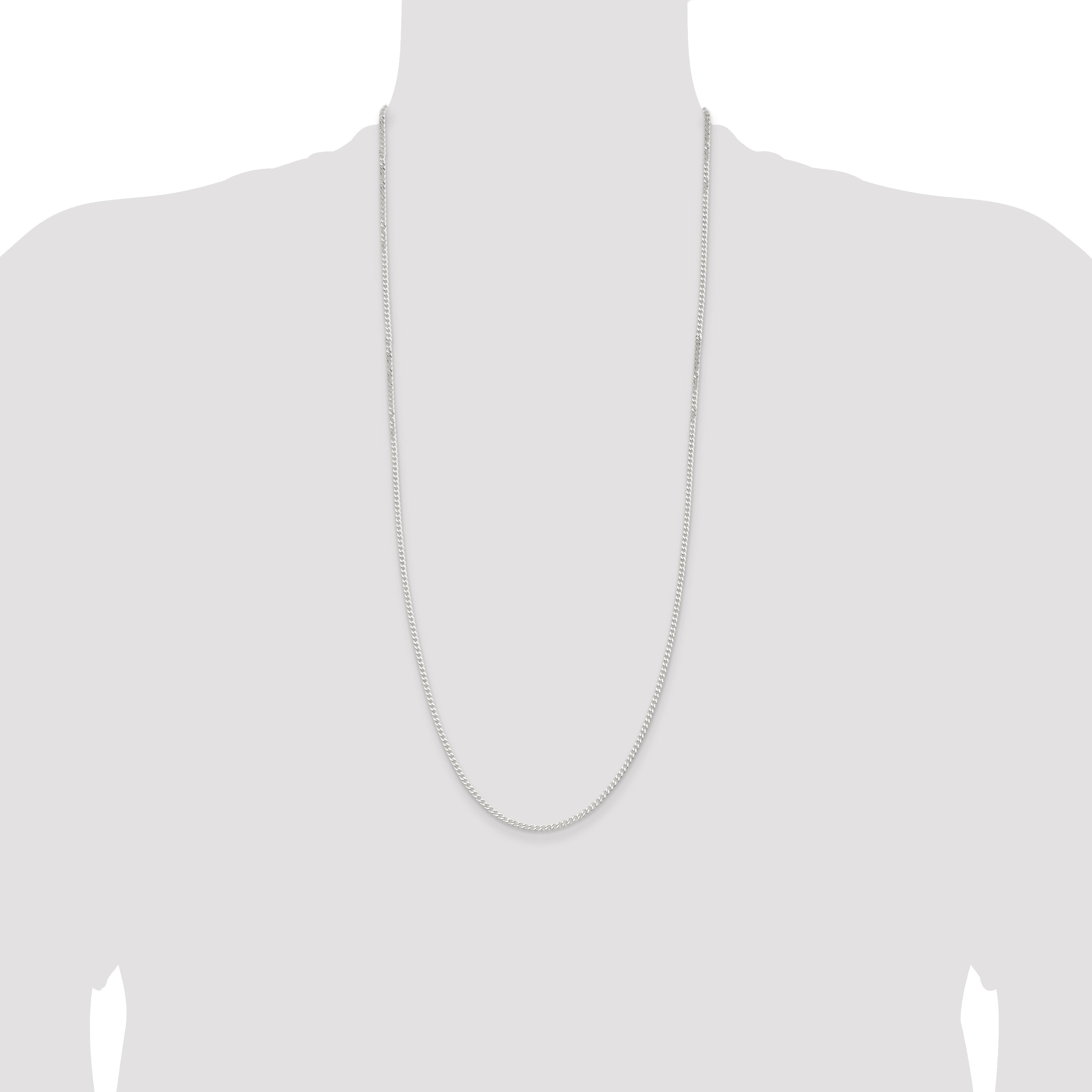 30 Inch Sterling Silver 2.3mm Beveled Curb Chain Necklace