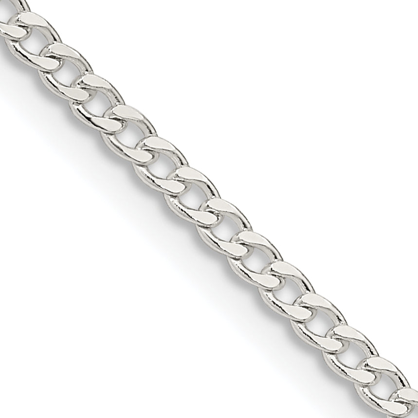 28 Inch Sterling Silver 2.3mm Beveled Curb Chain Necklace