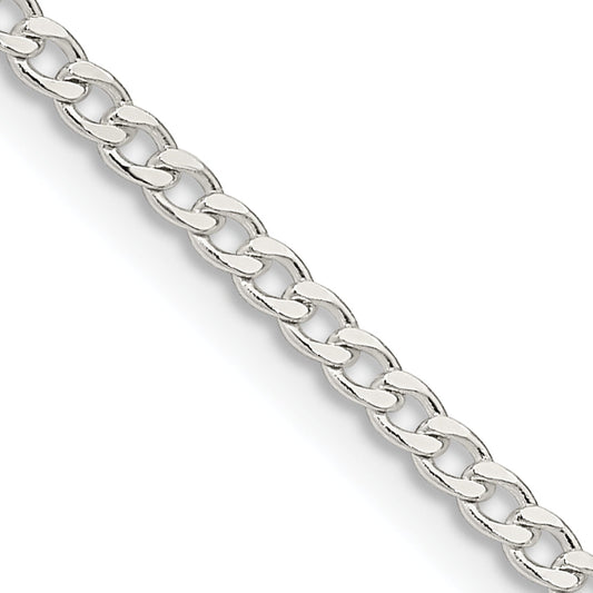 26 Inch Sterling Silver 2.3mm Beveled Curb Chain Necklace