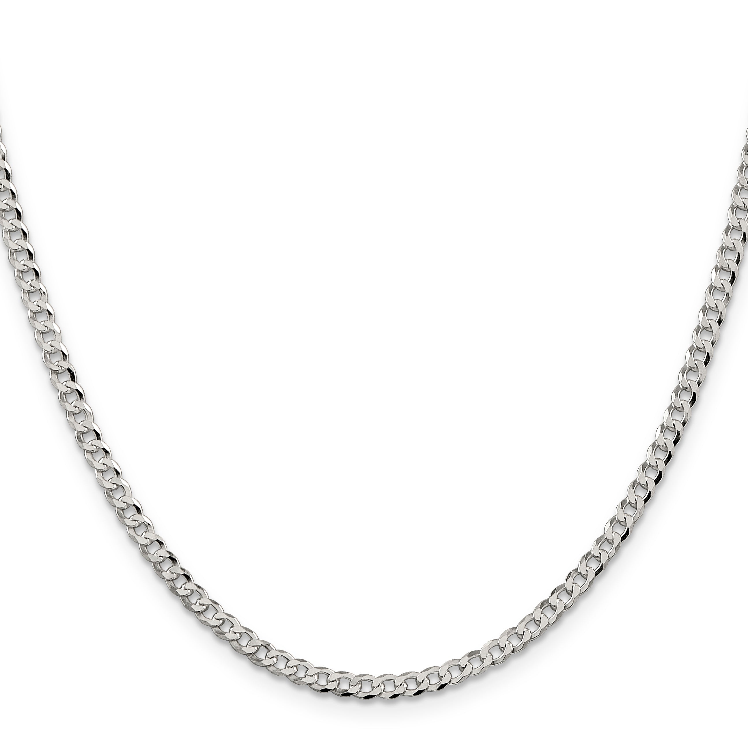 20 Inch Sterling Silver 3.2mm Beveled Curb Chain Necklace