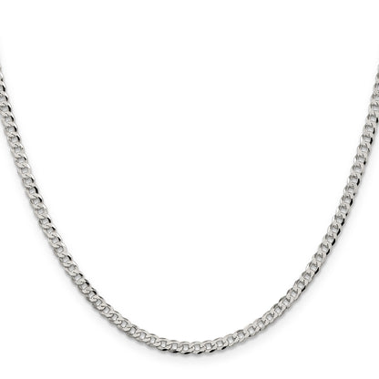 30 Inch Sterling Silver 3.2mm Beveled Curb Chain Necklace