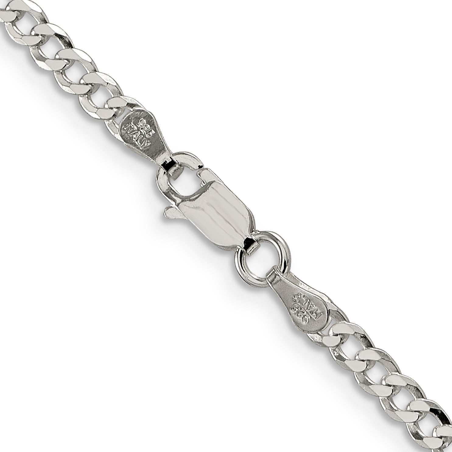 30 Inch Sterling Silver 3.2mm Beveled Curb Chain Necklace
