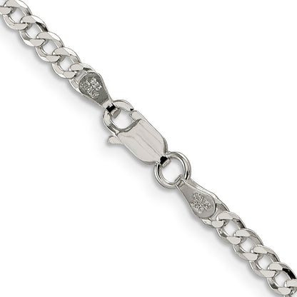 24 Inch Sterling Silver 3.2mm Beveled Curb Chain Necklace